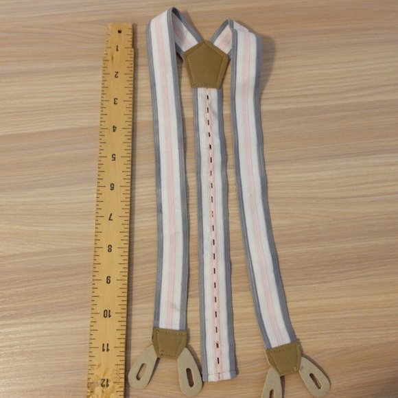 Suspender Boy Pink Gray Button Leather Y Back Classic‎ Formal Stretch Elastic - Picture 6 of 8